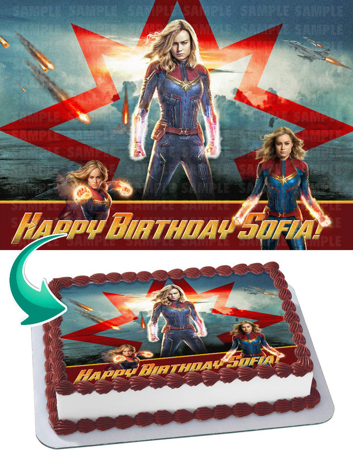 Captain Marvel Edible Cake Toppers