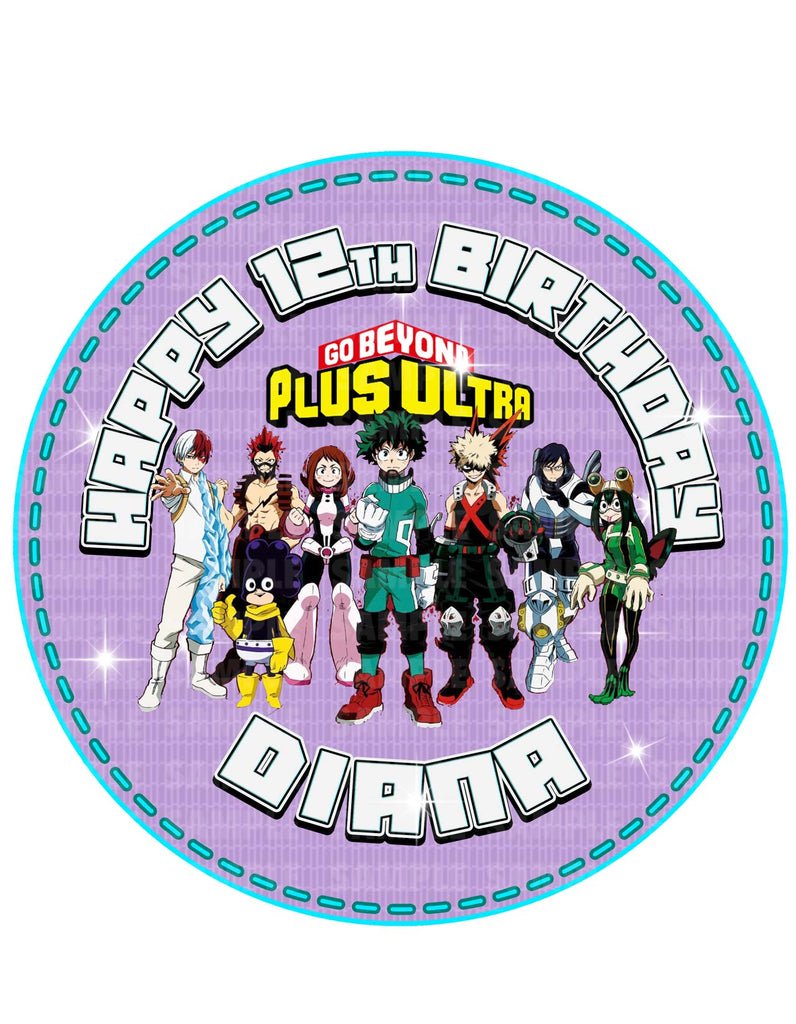 My Hero Academia Plus Ultra Edible Cake Toppers Round