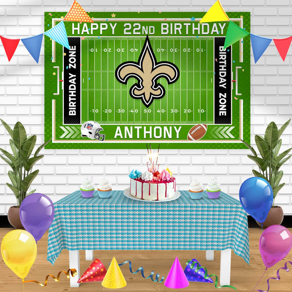 New Orleans Saints Birthday Banner Personalized Party Backdrop Decoration