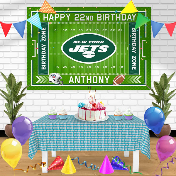 New York Jets Birthday Banner Personalized Party Backdrop Decoration