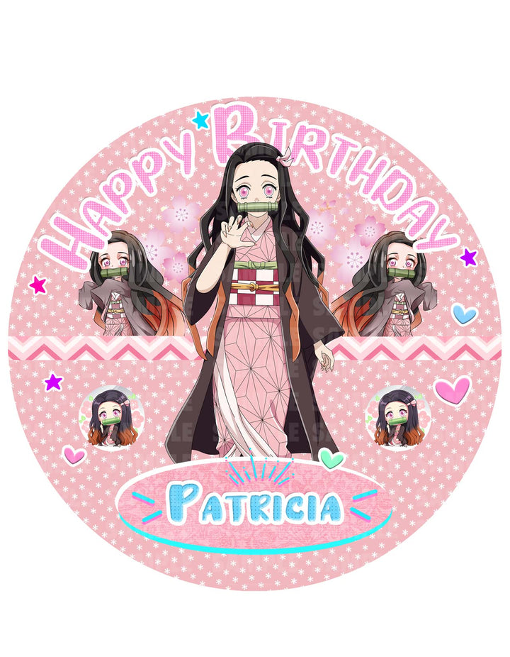 Nezuko Demon Slayer Edible Cake Toppers Round