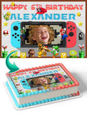 Nintendo Switch Mario Luigi Friends Photo Frame Edible Cake Topper Image