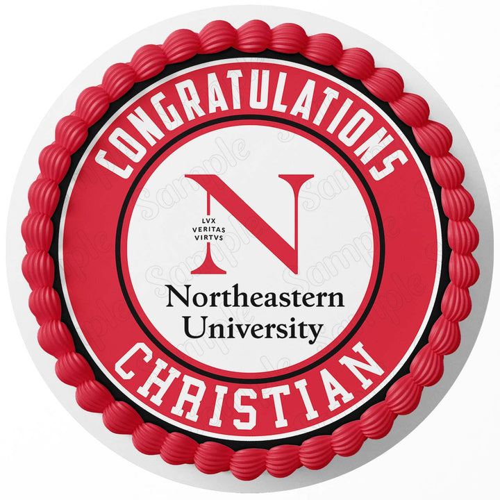Northeastern University Edible Cake Toppers Round