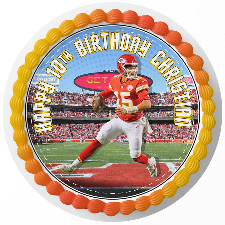 Patrick Mahomes Chiefs Edible Cake Toppers Round