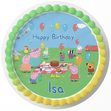 Peppa Pig Family Kids Fun Edible Cake Toppers Round