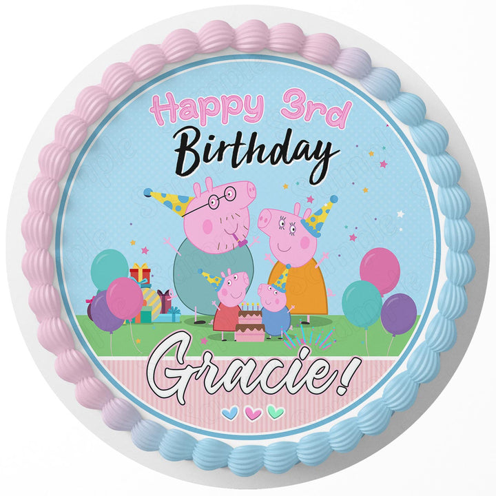 Peppa Pig Rd Edible Cake Toppers Round