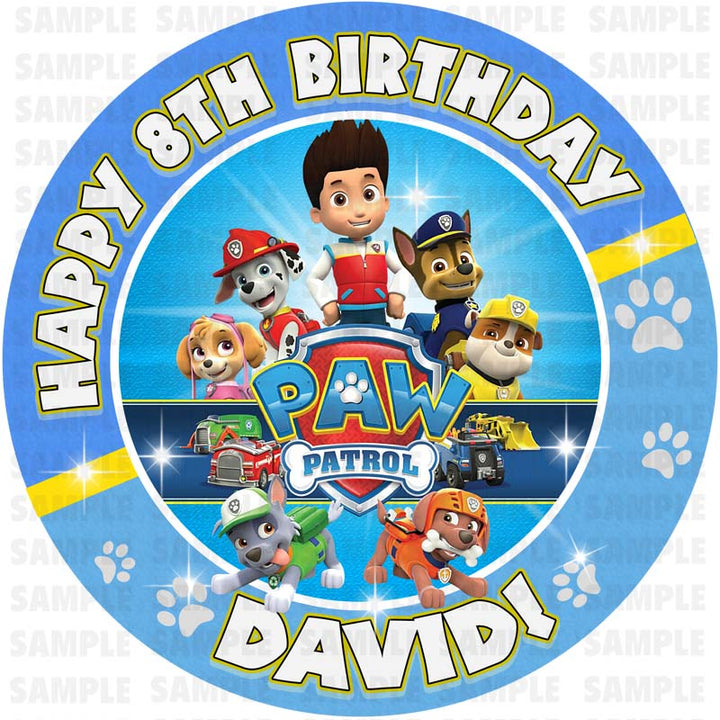 PAW Patrol Marshall Rocky Chase Edible Cake Toppers Round