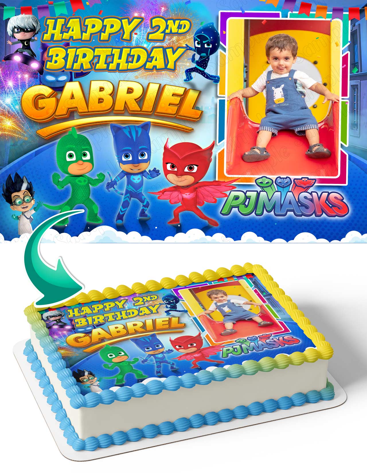 Pj Mask V2 Photo Frame Edible Cake Topper Image Cakecery