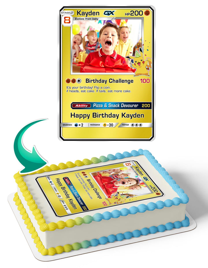 Pokemon Card Happy Birthday Photo Frame Custom Photo Frame Edible Cake Topper Image