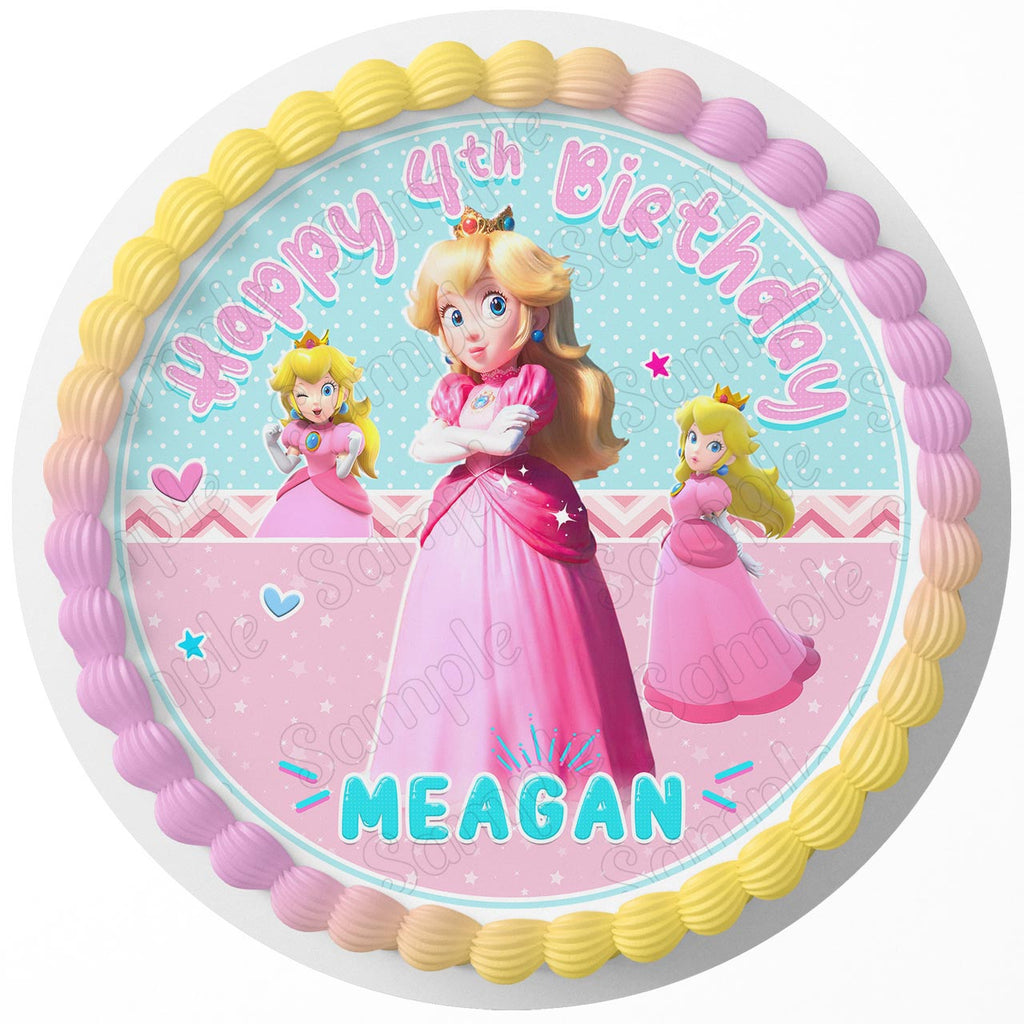 Princess Peach Edible Cake Toppers Round