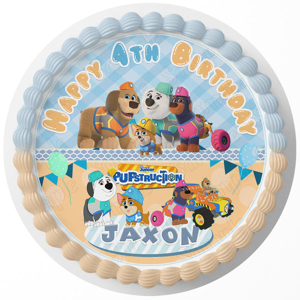 Pupstruction Kids Rd Edible Cake Toppers Round