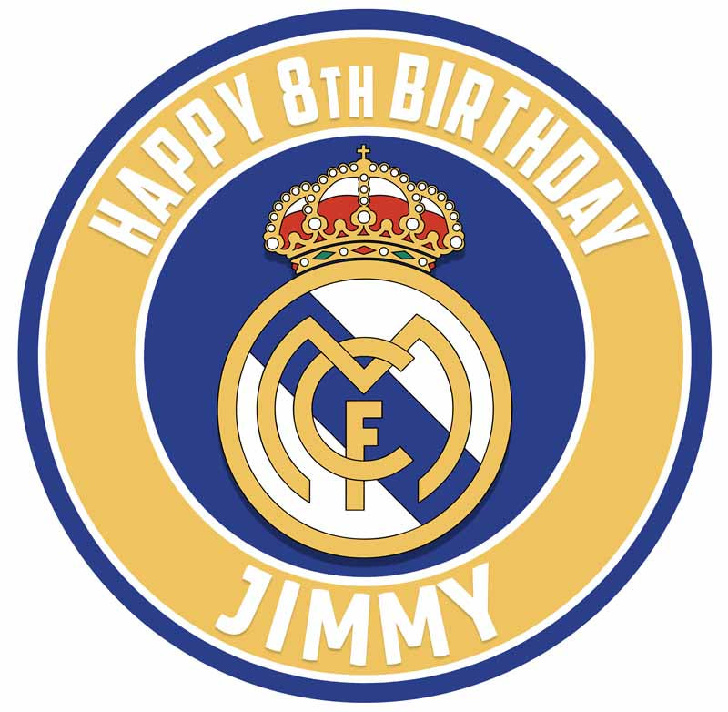 Amazon.com: Cakecery Real Madrid F.C Futbol Soccer Edible Cake Image Topper  Personalized Birthday Cake Banner 1/4 Sheet : Grocery & Gourmet Food