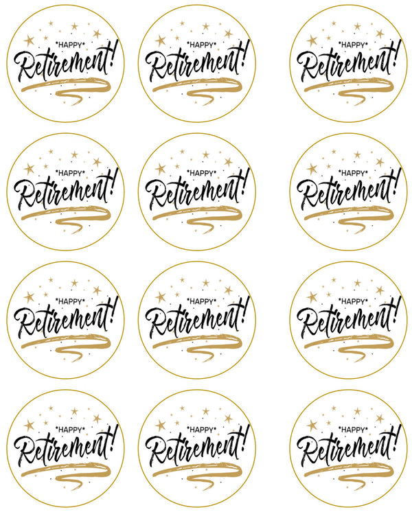 retirement gold scaled Edible Cupcake Toppers