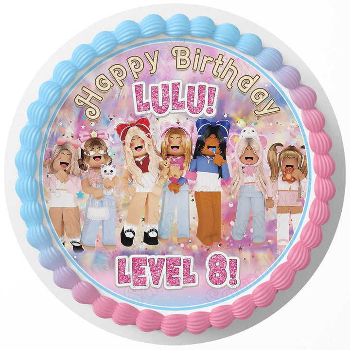 Roblox Girls Pink Rd Edible Cake Toppers Round