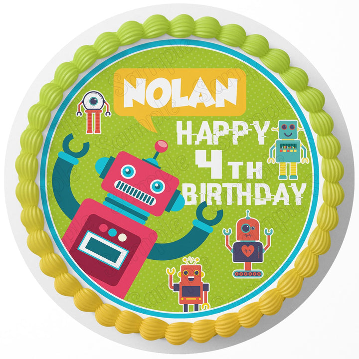 Robots Rd Edible Cake Toppers Round