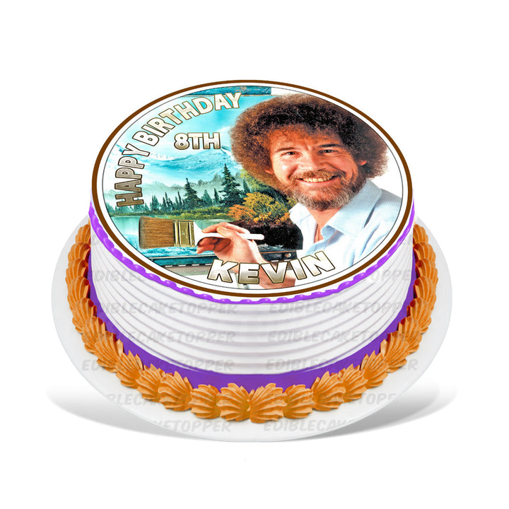Bob Ross Edible Cake Toppers Round