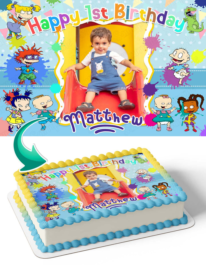 Rugrats Photo Frame Edible Cake Topper Image