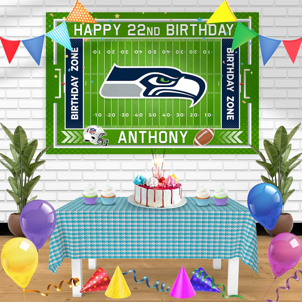Seattle Seahawks Birthday Banner Personalized Party Backdrop Decoration