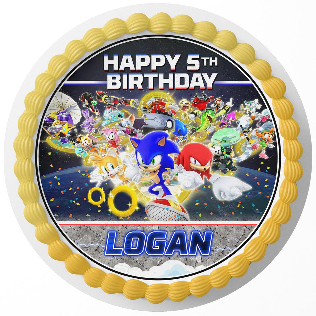 7.5 Inch Edible Sonic Cake Toppers – Themed Birthday Party Collection of  Edible Cake Decorations fits 8 inch round cake or larger 