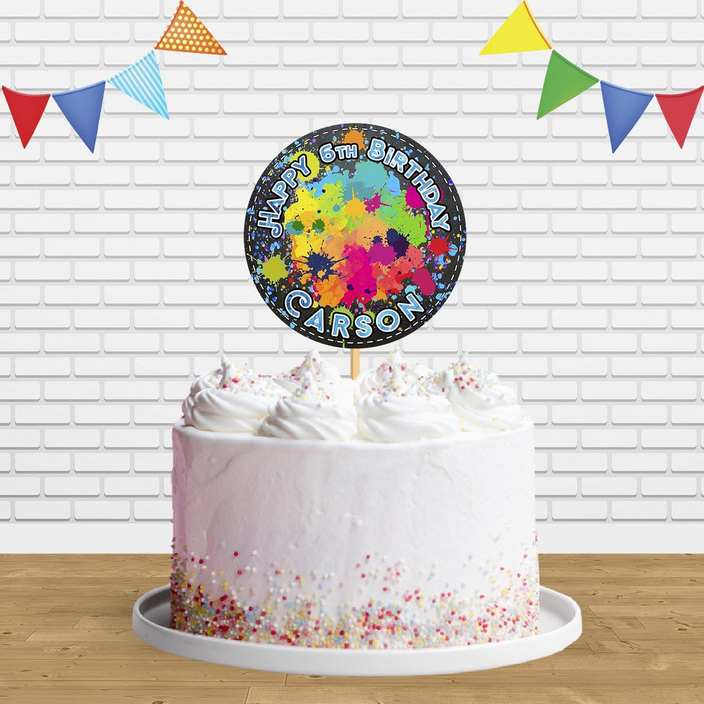 Splash Paint Art Brush Kids Cake Topper Centerpiece Birthday Party Decorations