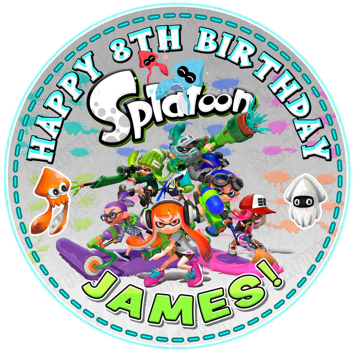 Splatoon Chapter 3 Edible Cake Toppers Round