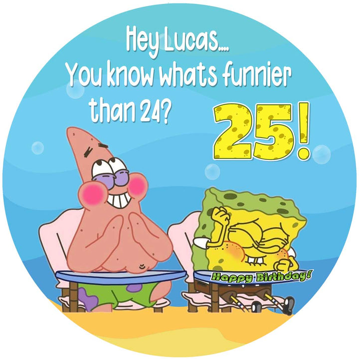 SpongeBob Whats Funnier 24 Edible Cake Toppers Round