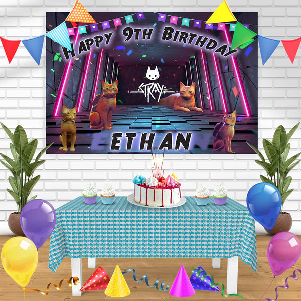 Stray Game Cat Birthday Banner Personalized Party Backdrop Decoration