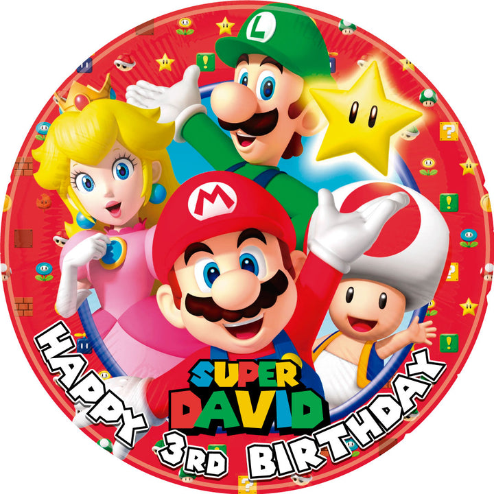 Super Mario Edible Cake Toppers Round