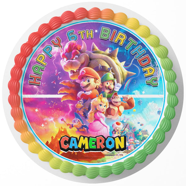 The Super Mario Bros Movie 2023 Princess Peach Edible Cake Toppers Round