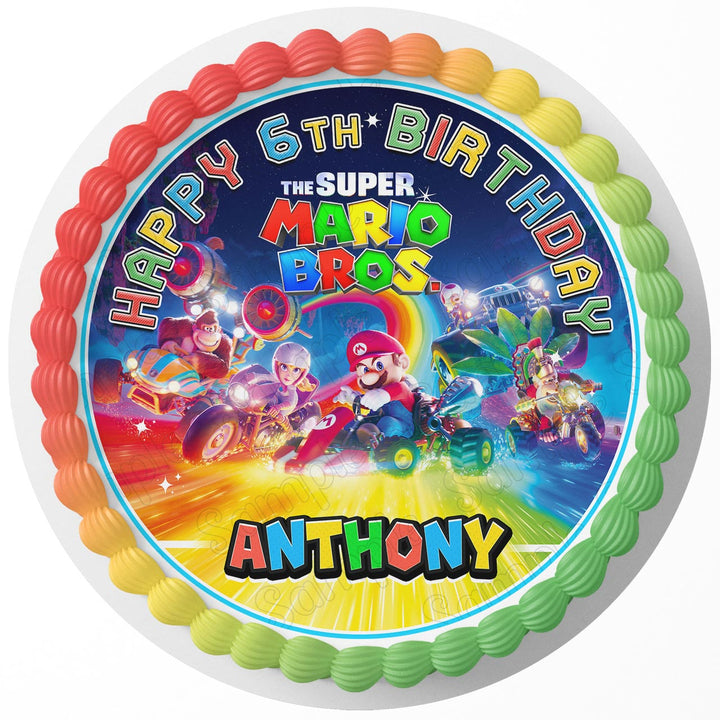 The Super Mario Bros Movie Cart Luigi Edible Cake Toppers Round