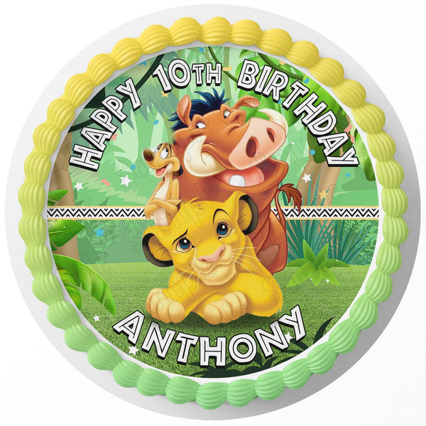 Timon Pumbaa Simba Edible Cake Toppers Round