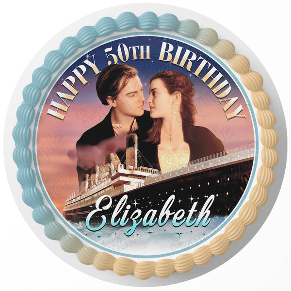 Titanic Leonardo DiCaprio Kate Winslet Rd Edible Cake Toppers Round