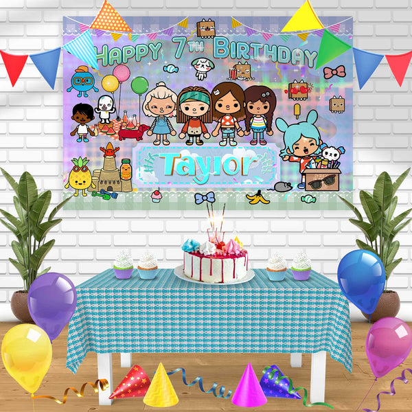 Toca Life World TC Birthday Banner Personalized Party Backdrop Decoration
