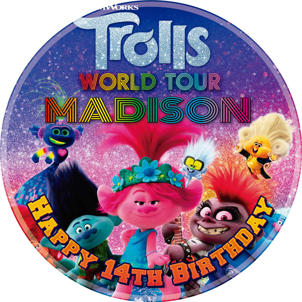 Trolls World Tour Edible Cake Toppers Round