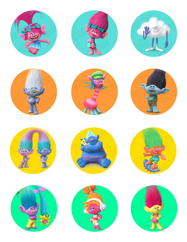 Trolls Edible Cupcake Toppers