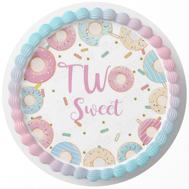 Two Sweet Donuts Edible Cake Toppers Round