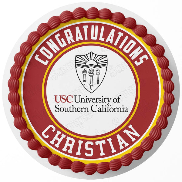 University of Southern California Edible Cake Toppers Round