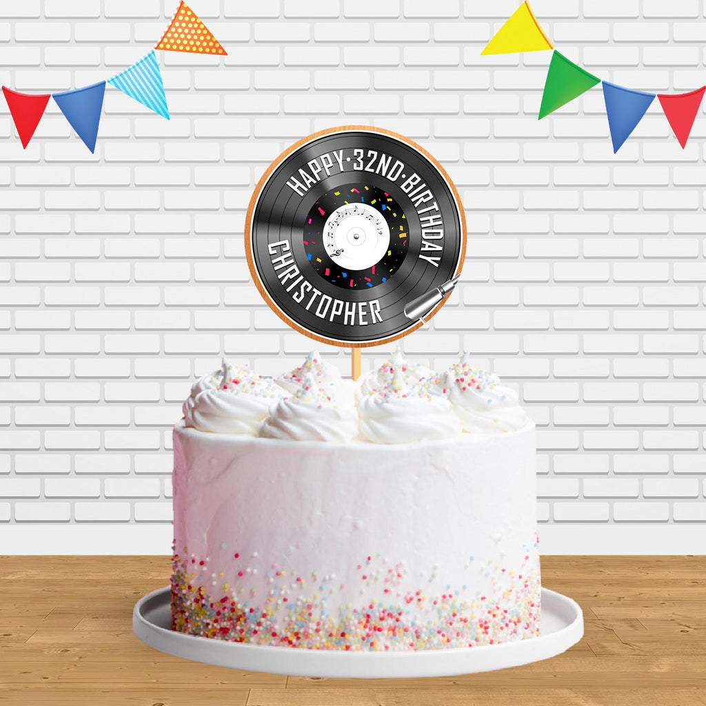 Vinyl Record Turntable Music Cake Topper Centerpiece Birthday Party Decorations