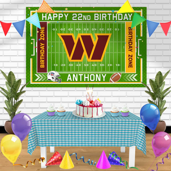 Washington Commanders Birthday Banner Personalized Party Backdrop Decoration