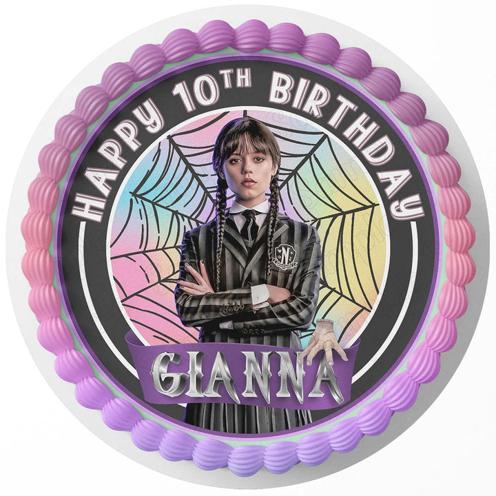 Wednesday Addams Cute Edible Cake Toppers Round