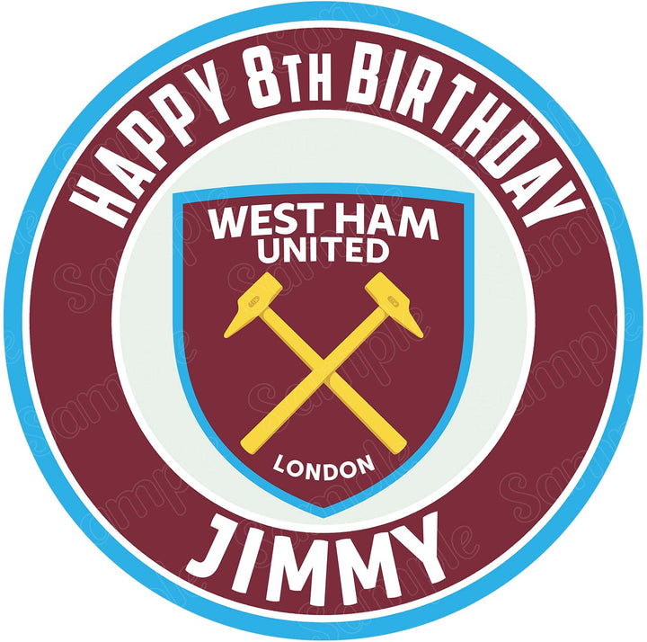 West Ham United FC Edible Cake Toppers Round